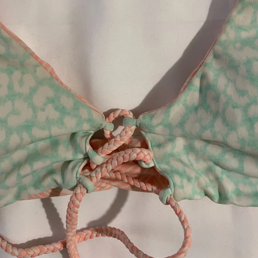 Victoria’s Secret Reversible Patterned Bikini Halter Top - Blue White & Orange